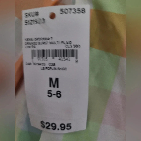 NWT Lands' End Long Sleeve Plaid Youth Shirt - Picture 3 of 4